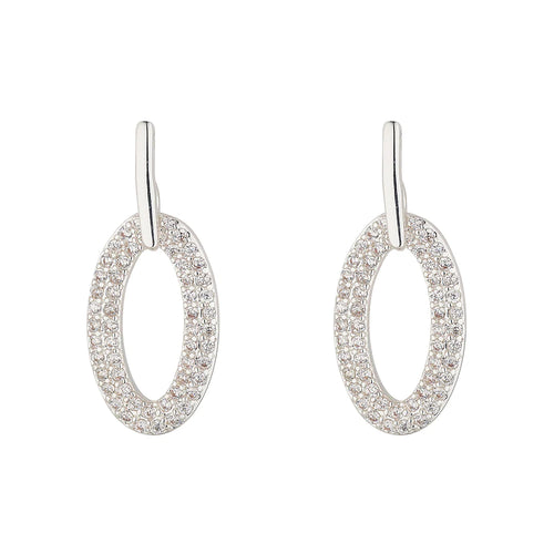 Silver Oval Drop Earrings- Knight & Day Jewellery