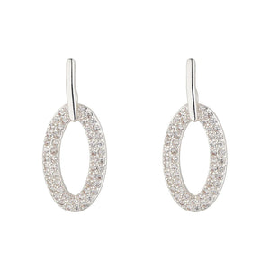 Silver Oval Drop Earrings- Knight & Day Jewellery