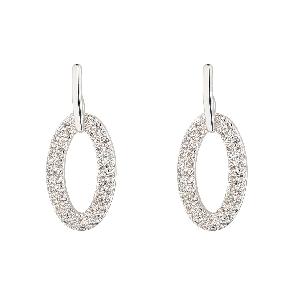 Silver Oval Drop Earrings- Knight & Day Jewellery