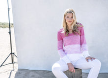 Load image into Gallery viewer, 6563- Pink Stripe V-Neck Sweater- Marble