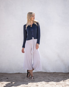 6515 - Navy Oversized Button Cardigan - Marble