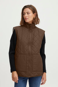 1314- Fransa reversable sleeveless brown and cream