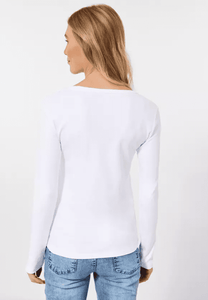 318628- Basic Long Sleeve Top White- Cecil
