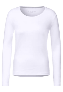 318628- Basic Long Sleeve Top White- Cecil