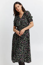 Load image into Gallery viewer, 0802- Plum/Green Flower Print Dress - Fransa
