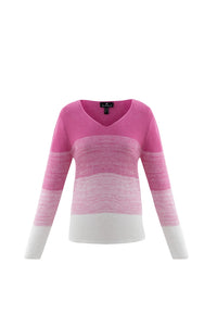 6563- Pink Stripe V-Neck Sweater- Marble