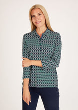 Load image into Gallery viewer, 122360- Green/Navy Collar Blouse - Rabe