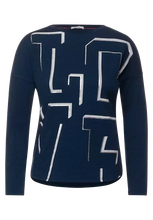 Load image into Gallery viewer, 318630 Top with ‘Love’ Print- Navy/Silver- Cecil