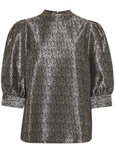 Load image into Gallery viewer, 1442- Fransa Black and Gold Print Top