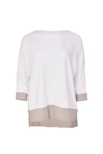 Load image into Gallery viewer, 22141- Naya T-shirt w/ contrast Hem - Stone/White