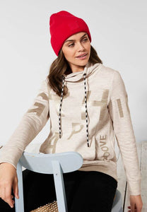 302189- Beige Sweatshirt with Gold Lettering - Cecil