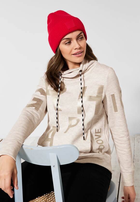 302189- Beige Sweatshirt with Gold Lettering - Cecil