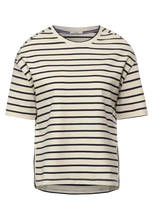 Load image into Gallery viewer, 301845-Navy Stripe Short Sleeve Sweatshirt- Cecil
