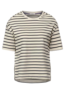 301845-Navy Stripe Short Sleeve Sweatshirt- Cecil