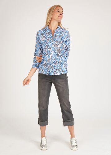 112364- Blue Print Polo Shirt - Rabe