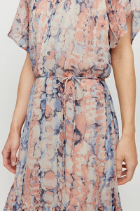 0620- Salmon/Blush Mix Print Dress- Fransa