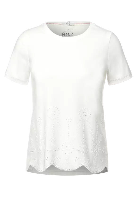 317968- Embroidered Vanilla White T-shirt- Cecil – Fifty Seven Boutique