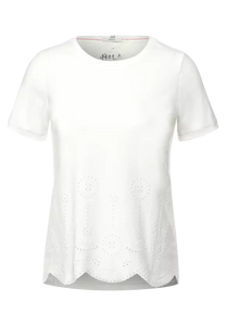 317968- Embroidered Vanilla White T-shirt- Cecil