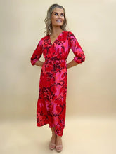Load image into Gallery viewer, Red/Pink Boho Midi Dress- Kate &amp; Pippa
