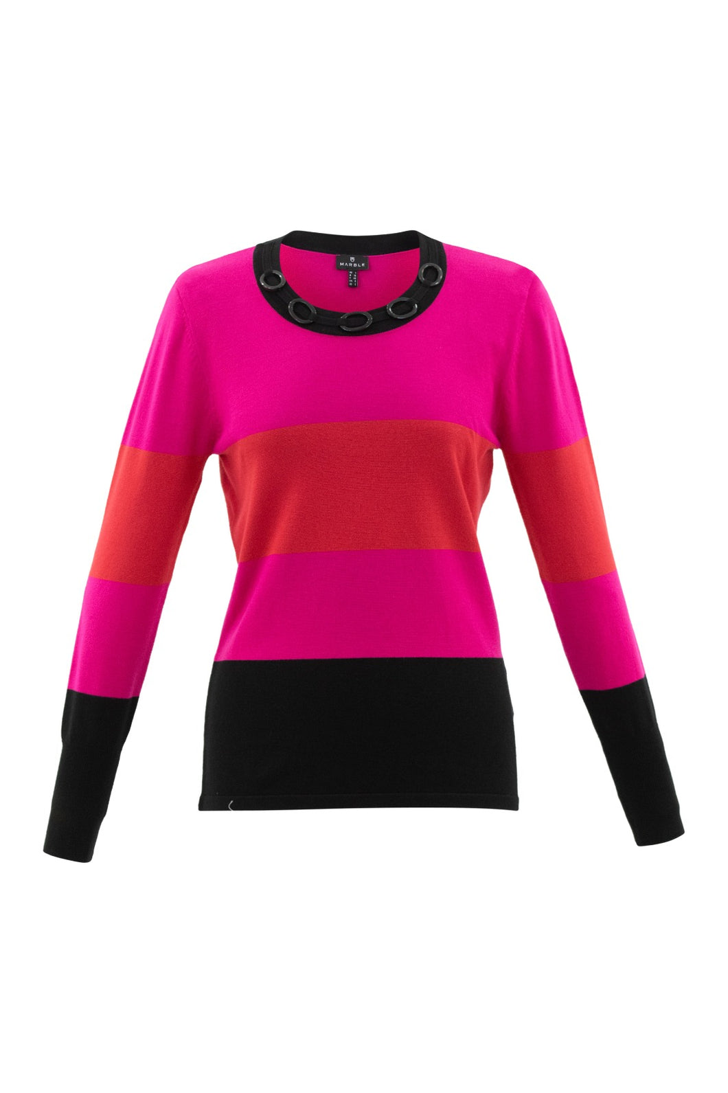 6325- Marble Round Neck Jumper- Pink/Red/Black