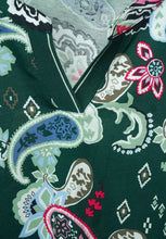 Load image into Gallery viewer, 318619 Paisley Print Long Sleeve Top- Green- Cecil