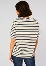 Load image into Gallery viewer, 301845-Navy Stripe Short Sleeve Sweatshirt- Cecil