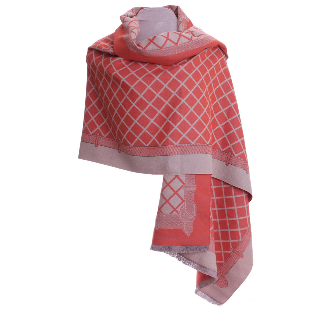 Lattice Print Scarf - Coral