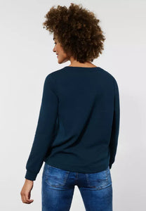 318783- Navy V Neck Jumper - Street One
