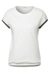 318311- White Mesh Sleeve T-Shirt- Cecil