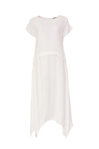 22149- Cream V-Neck Dress w/Necklace- Naya