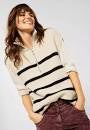 Load image into Gallery viewer, 301702 - Cream Stripe Zip Pullover - Cecil