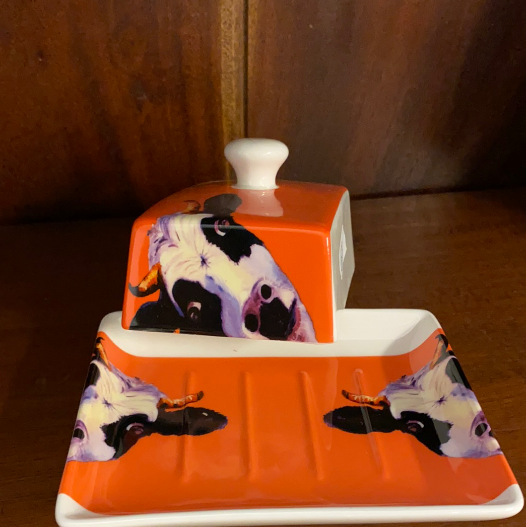 Brigid Shelly Cow Butter Dish - Archie (Orange)