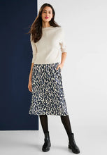 Load image into Gallery viewer, 361226- A-Line Printed Skirt w/ sports tape- Navy- Street One