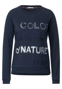 302001- Navy Print Sweatshirt - Cecil