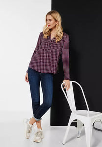 343501 Button Front Top with Full length Sleeves pink Mix Print- Street One