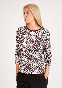 113361- Round Neck Red Print Top- Rabe