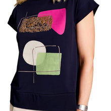 Load image into Gallery viewer, S23119- Geo Print TShirt- Navy Mix- Peruzzi