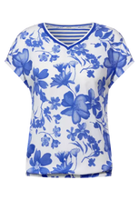 Load image into Gallery viewer, 317828- Blue Flower Print &amp; Stripe Top - Cecil