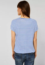 Load image into Gallery viewer, 317828- Blue Flower Print &amp; Stripe Top - Cecil