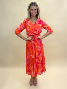 Orange/Pink Boho Midi Dress- Kate & Pippa