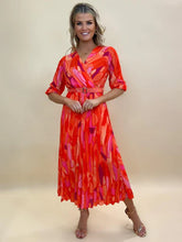 Load image into Gallery viewer, Orange/Pink Positano MIDI Dress- Kate &amp; Pippa