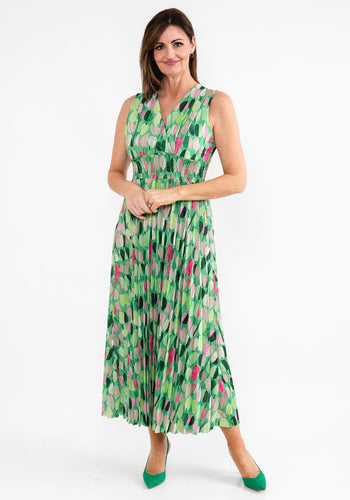 922180-Green/Pink Print Dress - Deck