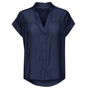 0523- Navy Chiffon Blouse- Fransa