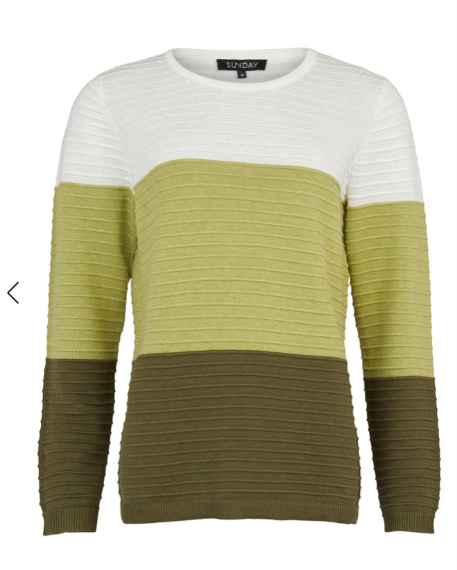 6245 Sunday Striped Knit Jumper- Khaki Mix