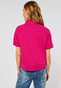 253397- Short Sleeve Sweat-jacket raspberry pink- Cecil