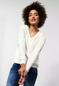 318783- Cream V Neck Jumper - Street One