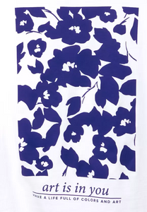 317805- White & Blue Flower Print T-Shirt- Street One