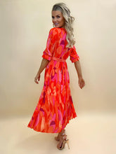 Load image into Gallery viewer, Orange/Pink Positano MIDI Dress- Kate &amp; Pippa