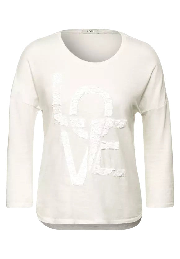 317455- Cream Love Sequence Top- Cecil