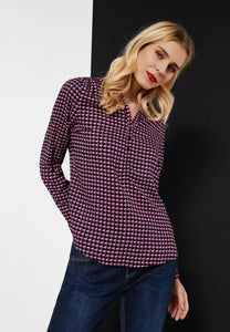 343501 Button Front Top with Full length Sleeves pink Mix Print- Street One
